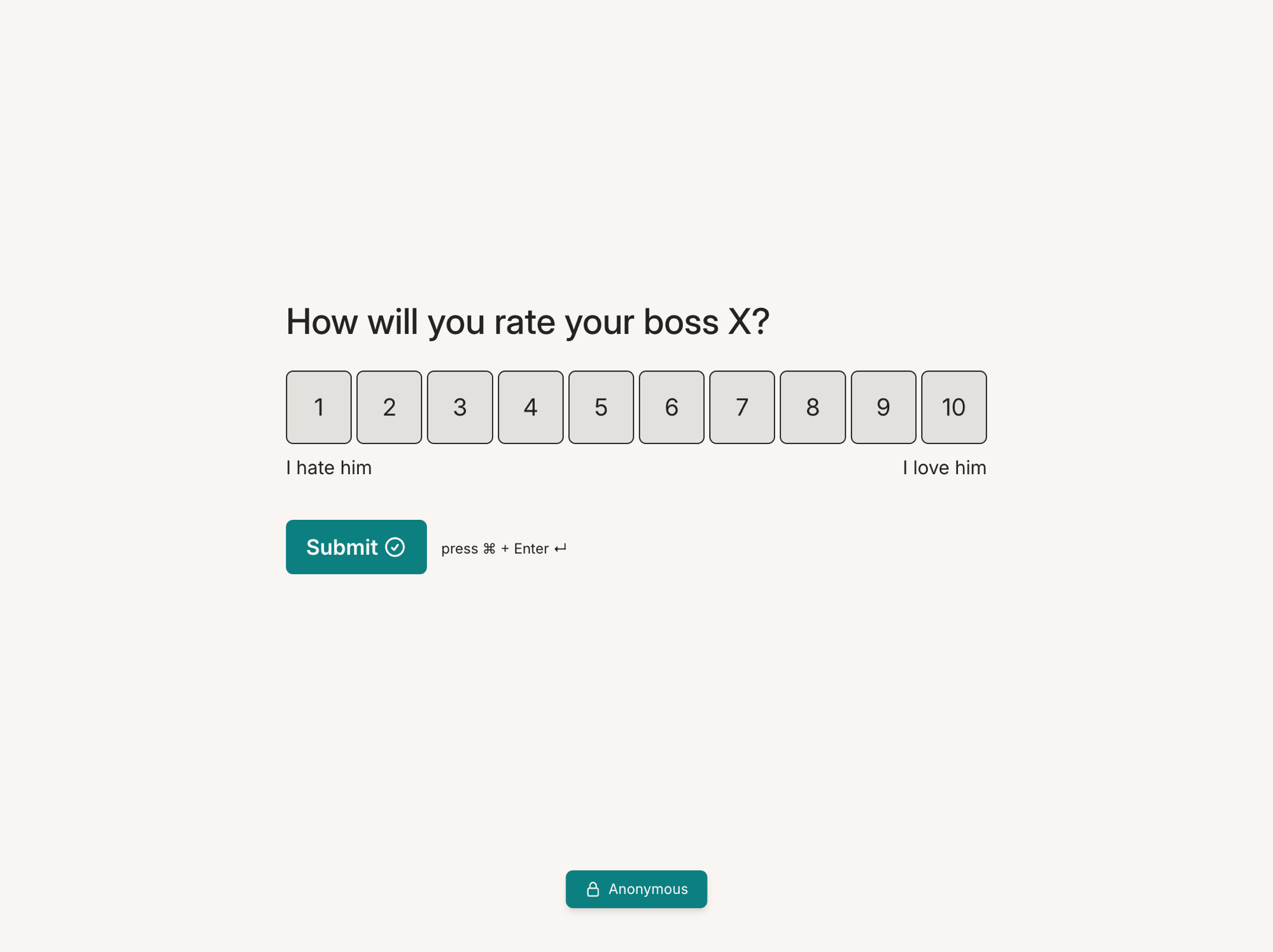 A live anonymous Youform survey with an Anonymous badge