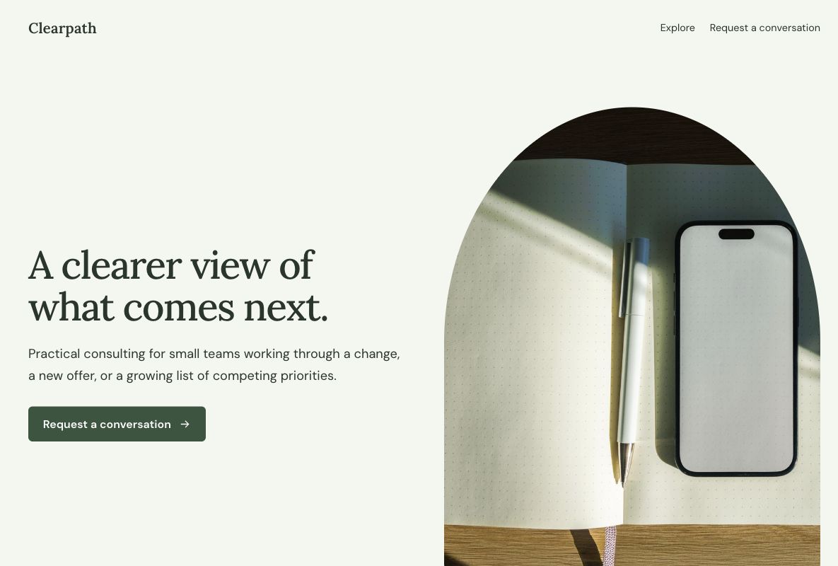 Clearpath consultation: actual landing page design in Youform Pages