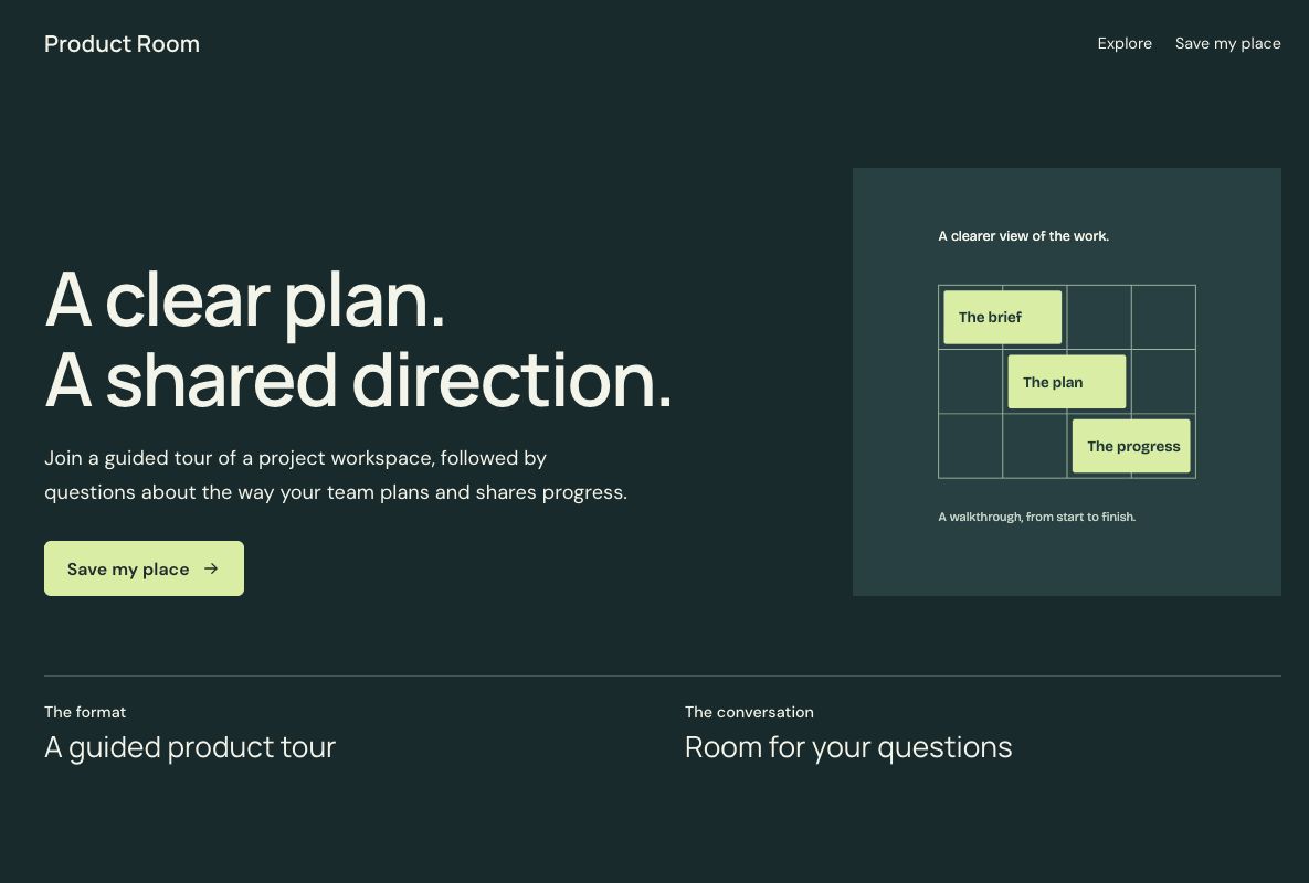 Product Room demo webinar: actual landing page design in Youform Pages