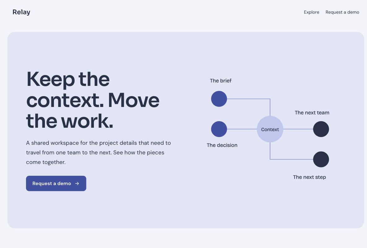 Relay demo request: actual landing page design in Youform Pages
