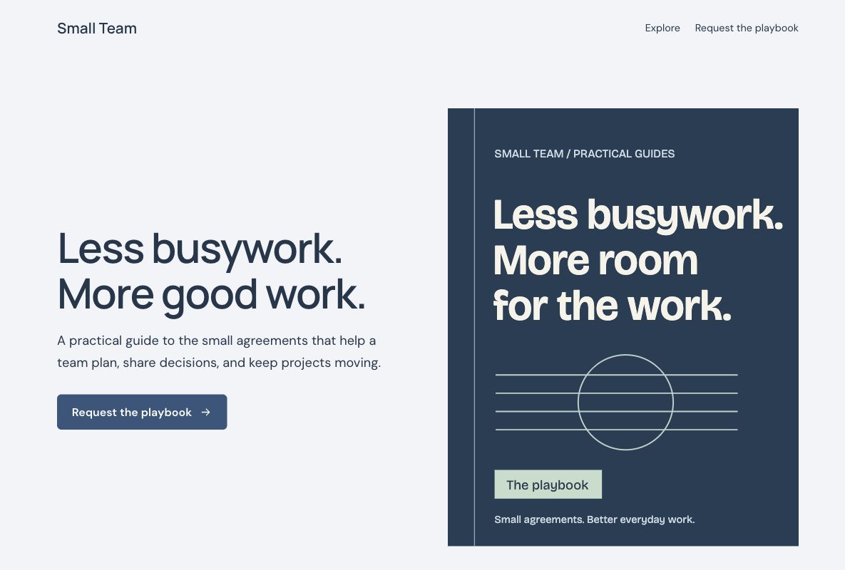 Small Team playbook: actual landing page design in Youform Pages
