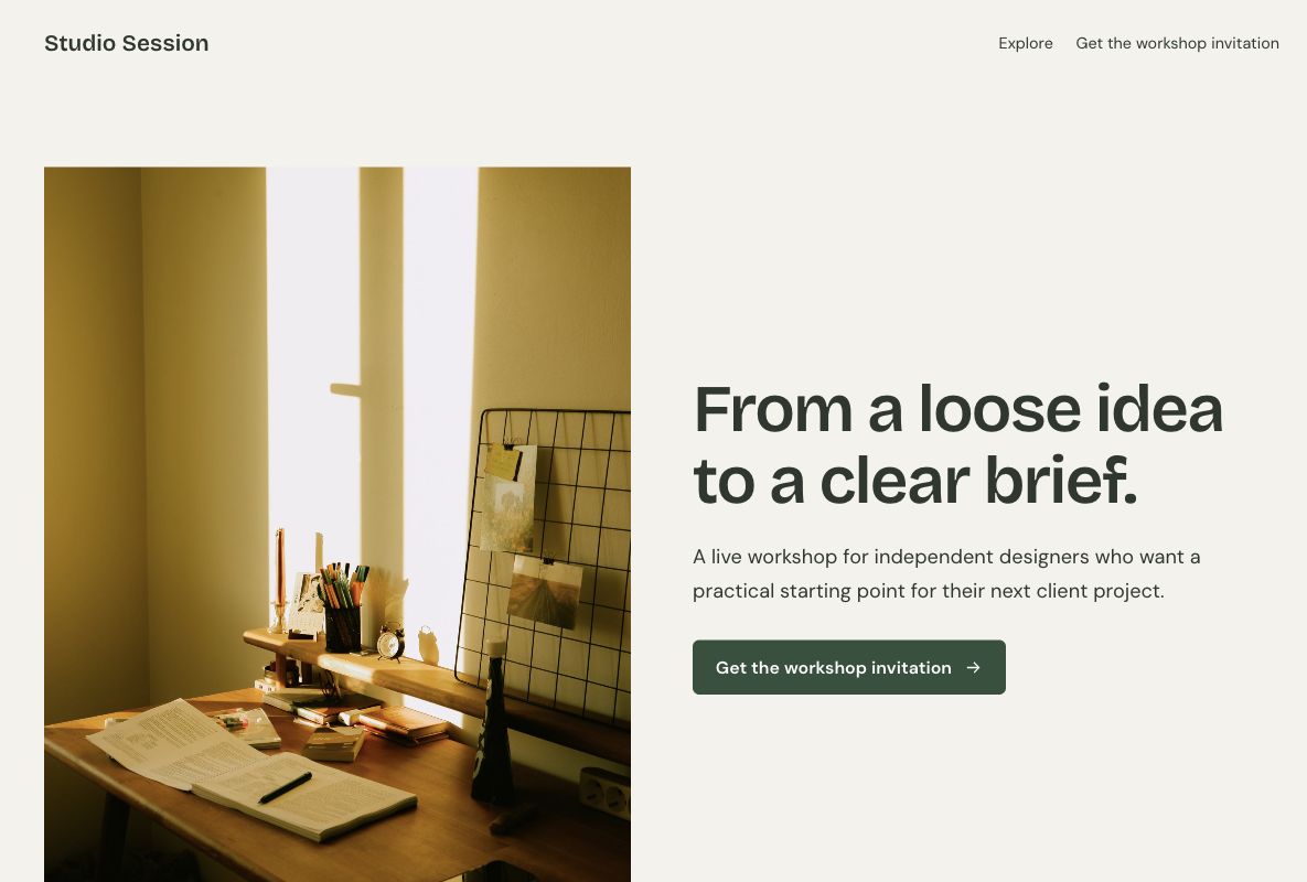 Studio Session webinar: actual landing page design in Youform Pages